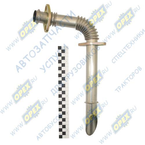 DP5340-1213026-10 Трубка (хром) ф32 L=490; 2 ромбич.фланца 2отв.ф10, гибкая (гофр) Dinamika Parts1